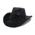Cappello da cowboy classico nero in finta pelliccia di coniglio con tesa larga e trama morbida - M(56-58cm) / Nero