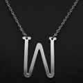 Minimalist silver letter W pendant necklace with elegant stainless steel link chain - White Letter W