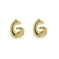 Pair of puffy gold-plated letter G stud earrings with a glossy balloon bubble design - Style-G