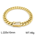 Bracelet cubain CNC doré avec boucle pavée de diamants givrés, largeur 10 mm - Bracelet Or (KB151037-KFC)