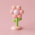 Pink floral magnetic night light with a round led center on a pink base - Flower Magnetic Night Light (LD37B) / Pink