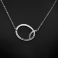 Elegant silver-toned letter Q pendant necklace with a minimalist oval chain design - White Letter Q