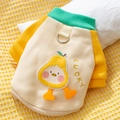 Cute yellow pet hoodie with lucky duck embroidery and D-ring for small dogs - S / Yellow Pear