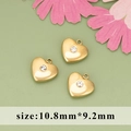 Three gold heart pendants with clear zircons and measurement of 10.8mm by 9.2mm - ME1401 Heart Gold Transparent Gem / 1 Piece