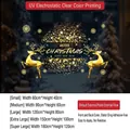 Golden Christmas reindeer static window sticker with Merry Christmas text for glass decor - Small [60*40CM]
