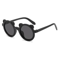 Cute black bear-ear frame sunglasses with dark round lenses for toddlers and kids - Black Frame Grey Lens