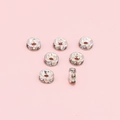 Silver plated rondelle spacer beads with colorful rhinestones for DIY jewelry making - Copper Rhinestone Rondelle / 6mm / 20pcs Pack / Silver + White AB Rhinestone