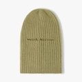 Heavyweight olive green ribbed knit balaclava ski mask for winter warmth and protection - Grass Green (23B406)