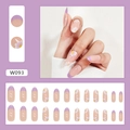 Medium-length purple ballet press-on nails with white daisies and French tips pattern - Purple Small Flower (W093)