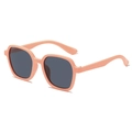 Retro pink square sunglasses for kids with dark grey lenses and UV protection - Pink Frame Grey Lens