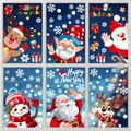 Christmas window stickers set with Santa Claus Reindeer and Snowman festive designs - 6-Pack Combination BQ(373-378)