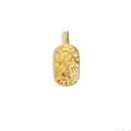 Vintage 18K gold plated stainless steel oval Leo zodiac pendant with small diamonds - Leo