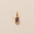 Ciondolo pietra natale di dicembre in acciaio dorato con gemma rettangolare viola - Solo ciondolo / Febbraio (Ametista)