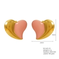 Pink heart-shaped earrings made of 18K gold-plated stainless steel with color glaze - Pink Enamel