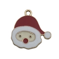 Grazioso ciondolo Babbo Natale in smalto rosso e bianco per creazione gioielli DIY - Babbo Natale (14180) / 1 Pezzo (20x20mm) / Rosso / 0.34