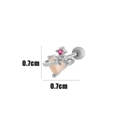 Pink heart cubic zirconia cartilage stud earring with silver bow and screw back - Starry Heart Style (1#) / Silver