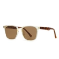 Lunettes de soleil rétro avec monture jaune clair, branches écaille et verres bruns - Monture Transparente Verres Thé
