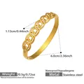 Close-up detail of 18k gold plated stainless steel bracelet with interlocking textured links - Brushed Line Buckle Style (Z438) / Gold