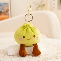Pendentif en peluche petit pain vert clair mignon avec jambes et porte-clés doré - Vert