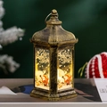 Detail of vintage bronze LED Christmas lantern with Santa and reindeer pattern - Bronze Elk
