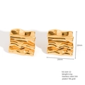 Textured 18K gold plated rectangular wave earrings in stainless steel, 20mm size - E664-33(Ripple Rectangle)