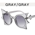 Chic bat-wing shaped sunglasses featuring gray transparent frames and gradient lenses - One Size / Transparent Gray / Gradient Gray Lens