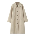 Classic khaki longline lapel trench coat with single-breasted buttons and side pockets - XS / Khaki