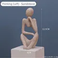 Nordic abstract thinker statue in sandstone resin finish, height 12.5cm office decor - Sandstone Left Thinker