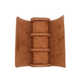 Brown suede leather watch roll with three slots and metal snap buttons on white background - 3 Slots Brown