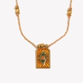 18K gold plated stainless steel sun medal necklace with green enamel and orange blue cord - Woven Rope Enamel Sun Tarot-Gold Yellow