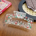 Acrylic rectangular hair claw clip featuring Santa Claus and snowman prints - Christmas Mix Print (10CM)