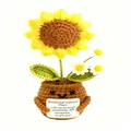 Handmade crochet sunflower plant with emotional support card in a cute potted base - Sunflower Daisy Potted