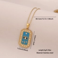 Gold stainless steel evil eye necklace with moon and star pendant specifications and size - Rectangular Blue Enamel Star Moon Eye (1#)