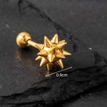 Men's punk style 0.9cm gold stainless steel spike mace earring stud for body piercing - Spike Style (S225) / Gold Yellow