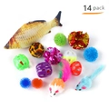 Lot de 14 jouets pour chats avec souris en peluche, poisson à plumes et balles colorées - Lot No. 70