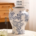 Classic blue and white ice-crackle ceramic vase 22.5cm with elegant cloud-shaped ears - A090 Fresh Pattern Two-Ear Ice Crackle Vase / H22.5cm X W16cm