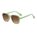 Oversized mint green frame sunglasses with brown gradient lenses and metal rivet details - Green Frame Light Tea Lens