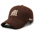 Dark brown cotton baseball cap with ivory Gothic AH embroidery and side sport text details - Adjustable / Coffee