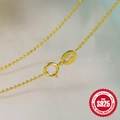 S925 sterling silver ball chain necklace in gold finish with hallmarked lobster clasp - Gold Bead Chain