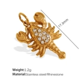 18K gold plated stainless steel lobster pendant with rhinestones measuring 17.3mm - Gold Lobster Pendant