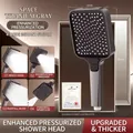 Space gray square pressurized shower head with 4 spray modes and 12cm wide panel - Gun Grey Square 3-Button Shower Head