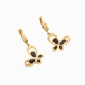Elegante goldfarbene Schmetterlingsohrringe mit schwarzer Emaille und feinen Flügeldetails - 3# Ohrringe / Gold