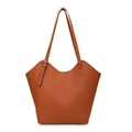 Borsa tote in pelle marrone con grande capacità e un elegante design con taglio a V - Marrone