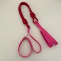 Pink nylon shopping bag featuring a thick red braided handle and adjustable plastic clip - Rose Red Shoulder Strap