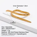Irregular wave stainless steel double-finger ring with adjustable size and waterproof finish - Wave Shape Gold Style (JDR2407030-7)