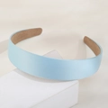 Sweet light blue satin wide headband for women featuring smooth texture and non-slip lining - Light Blue