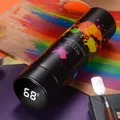 Smart black thermal bottle with colorful paint splash art and LED temperature display - Smart Watercolor