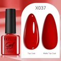 LILY'CUTE X037 red gel nail polish showing glossy and matte finish in 7ml bottle - Red (37)