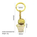 Goldener Basketball Schlüsselanhänger aus Metall mit detaillierten Maßangaben - Gold Basketballnetz X-1224