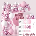 Pink and white latex balloon arch kit with BABY GIRL foil letters for party decor - Pink and White Letter Balloon Series (Set 030)